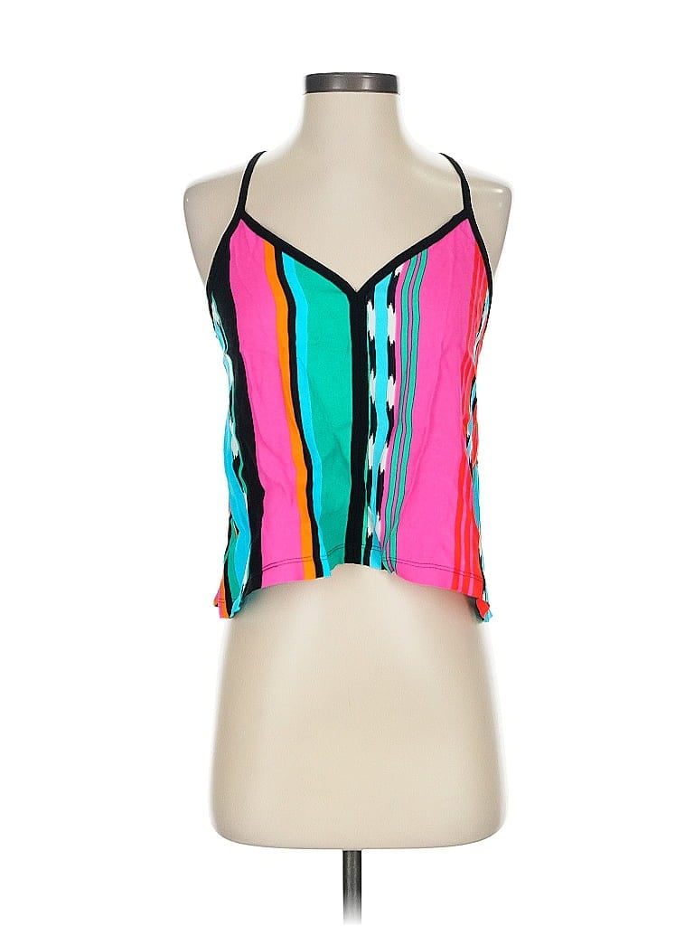 Pre-owned Ella Moss Sleeveless Top Teal Halter Neckline Tops In Blue