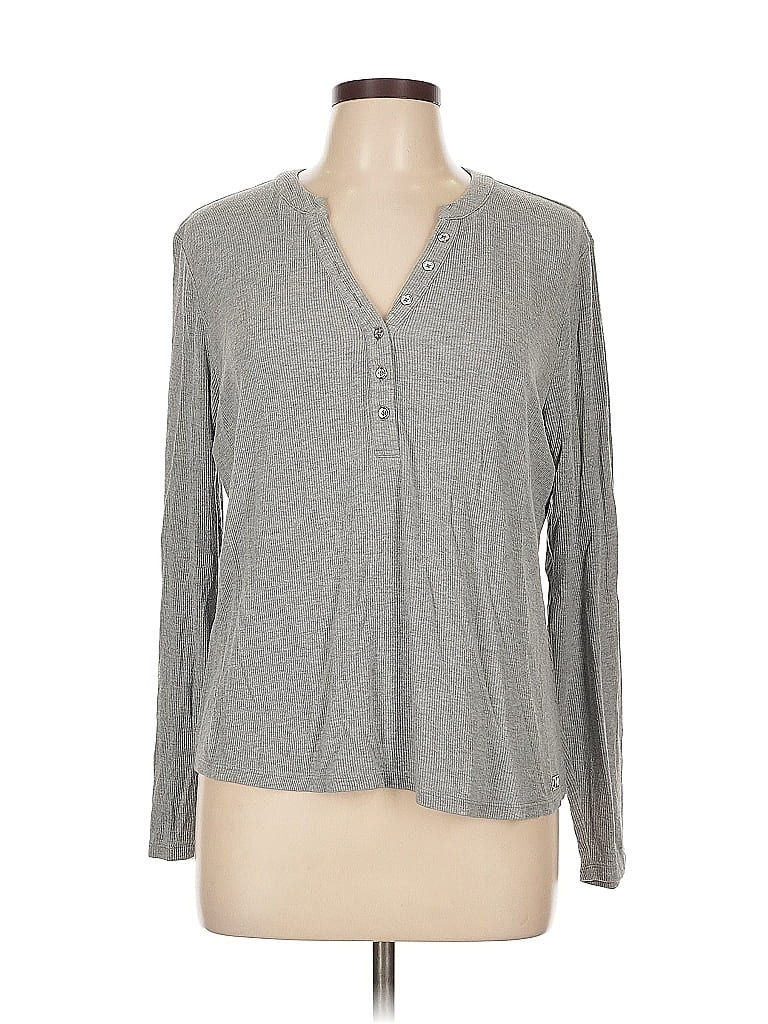 Pre-owned Calvin Klein Long Sleeve Henley Shirt In Gray