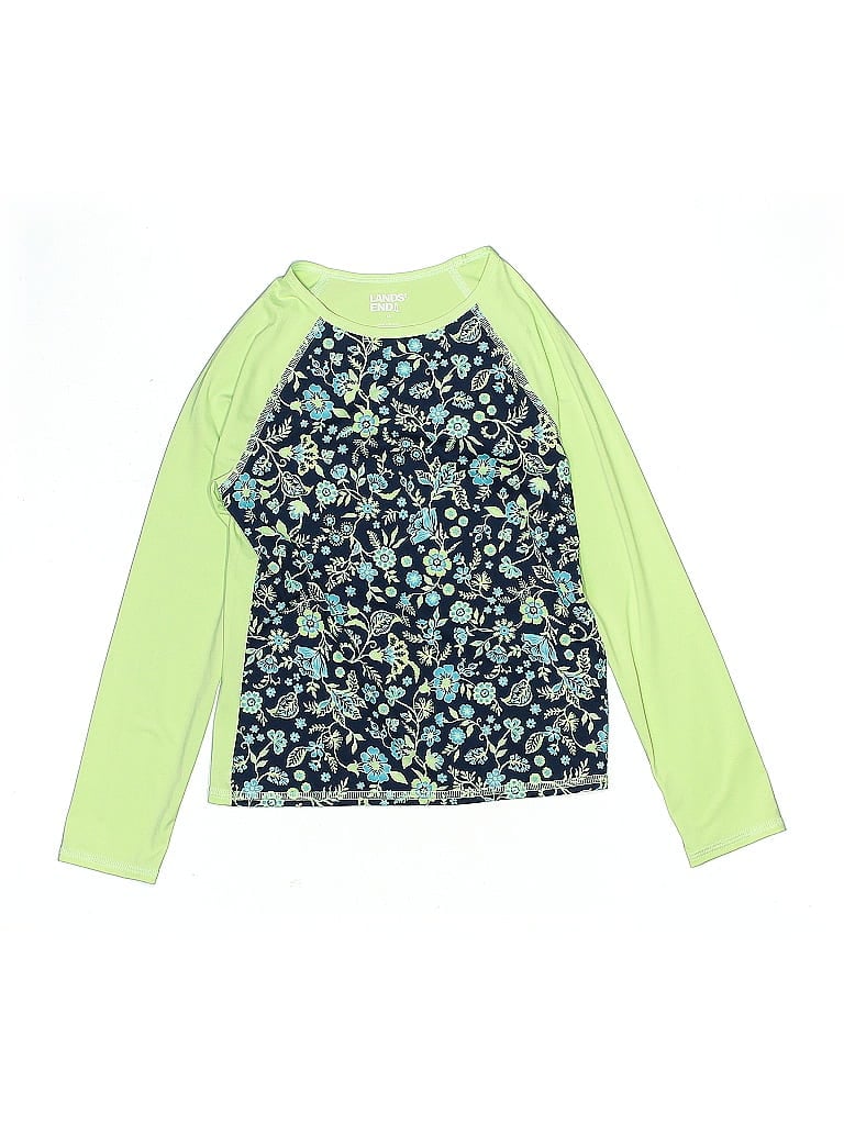 Pre-owned Lands' End Kids'  Rash Guard In Green