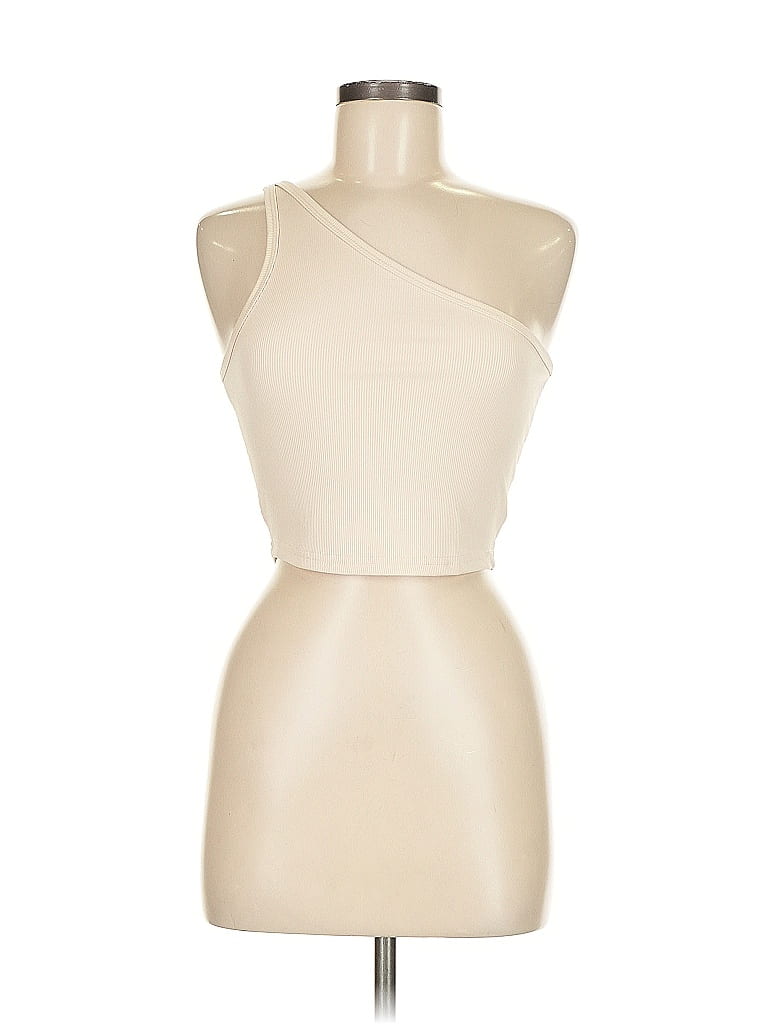 Pre-owned Assorted Brands Tank Top Ivory One Shoulder Neckline Tops In White