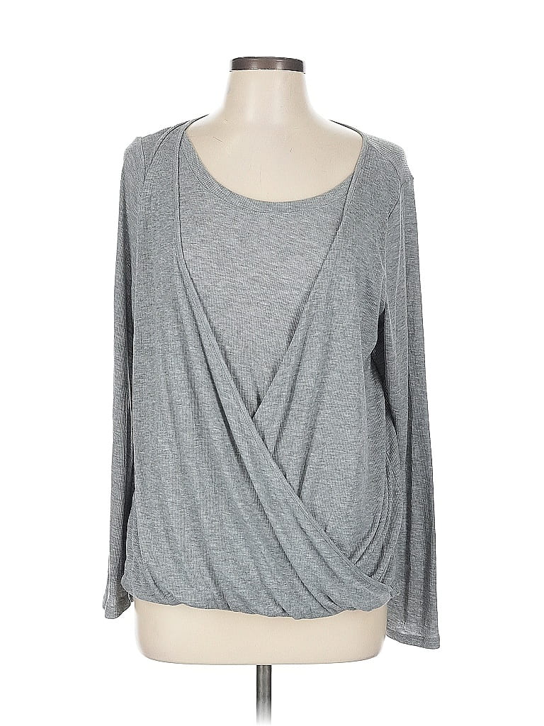 Pre-owned Sonoma Life + Style Long Sleeve Top Gray Cowl Neck Tops