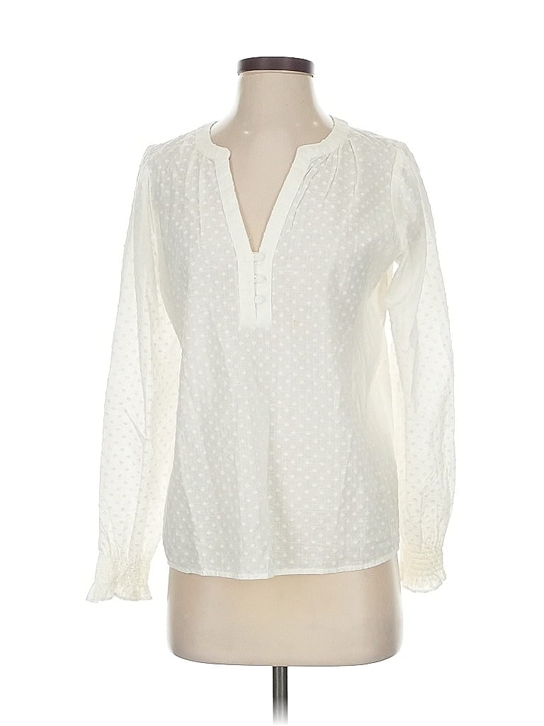 Pre-owned Ann Taylor Loft Long Sleeve Blouse In White