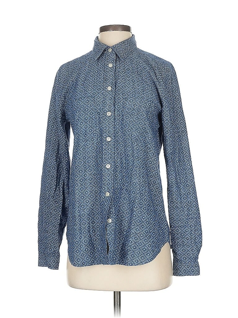 Pre-owned Ann Taylor Loft Long Sleeve Button Down Shirt In Blue