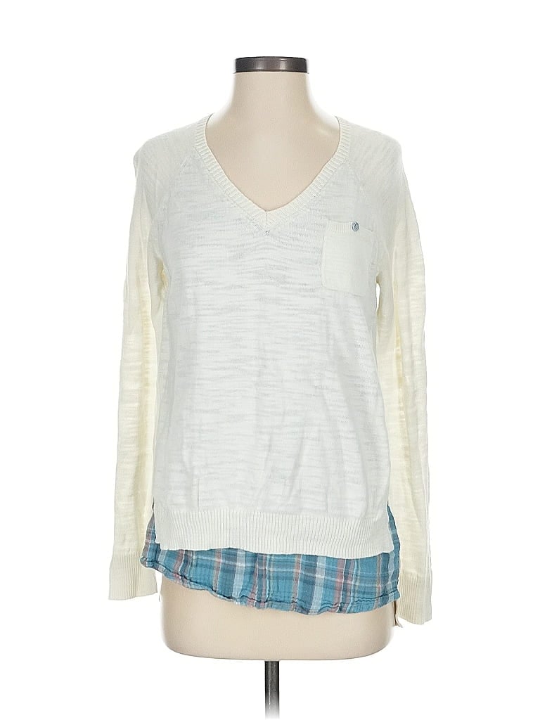 Pre-owned Moth Long Sleeve Top Ivory V Neck Tops In White