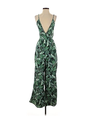 Boohoo Tropical Green Jumpsuit Size 6