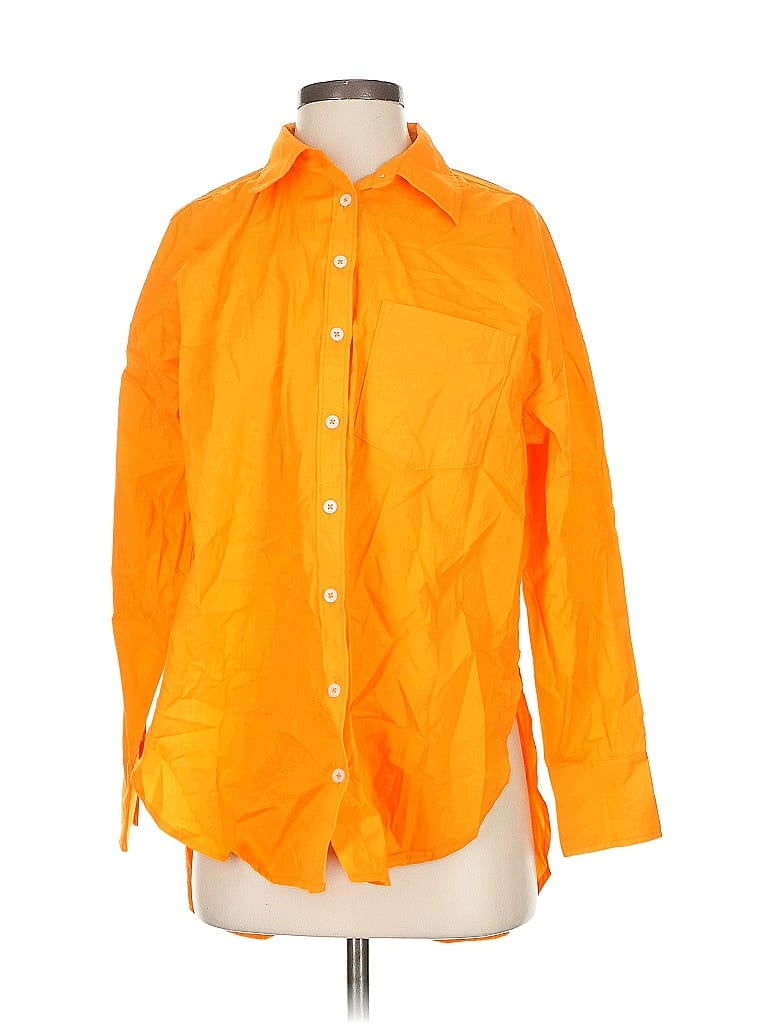 Maeve By Anthropologie 3/4 Sleeve Button Down Shirt In Orange
