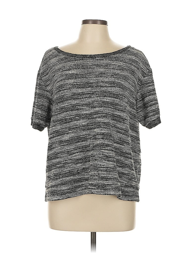 Pre-owned Old Navy Short Sleeve Top Gray Boatneck Tops