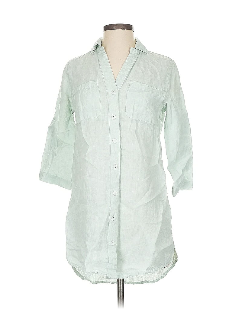 Pre-owned Dolma 3/4 Sleeve Button Down Shirt In Green