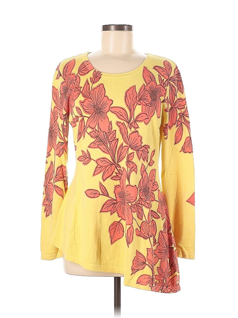 Pre-owned Isaac Mizrahi Live Long Sleeve T-shirt In Yellow
