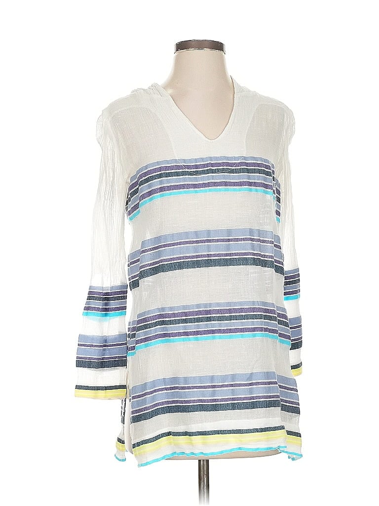 Click to view more detailed imagery on our partner's website Pre-owned Lemlem 3/4 Sleeve Top White Cowl Neck Tops