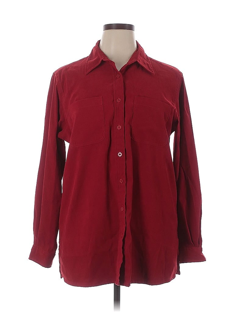 Pre-owned Gloria Vanderbilt Long Sleeve Blouse In Burgundy