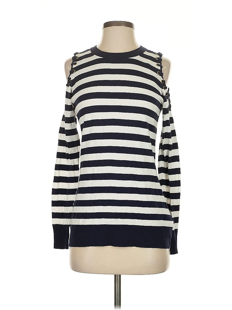 Pre-owned Michael Michael Kors Long Sleeve Top Ivory Cold Shoulder Neckline Tops In White