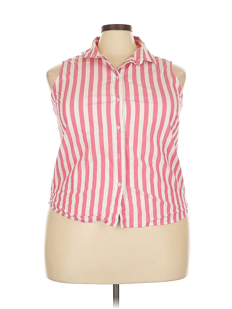 Pre-owned J.crew Factory Store Sleeveless Button Down Shirt In Pink