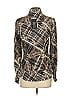 Etcetera 100% Silk Tweed Brown Long Sleeve Silk Top Size 2 - photo 2