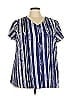 Agnes Orinda 100% Rayon Blue Short Sleeve Blouse Size 3X - photo 1