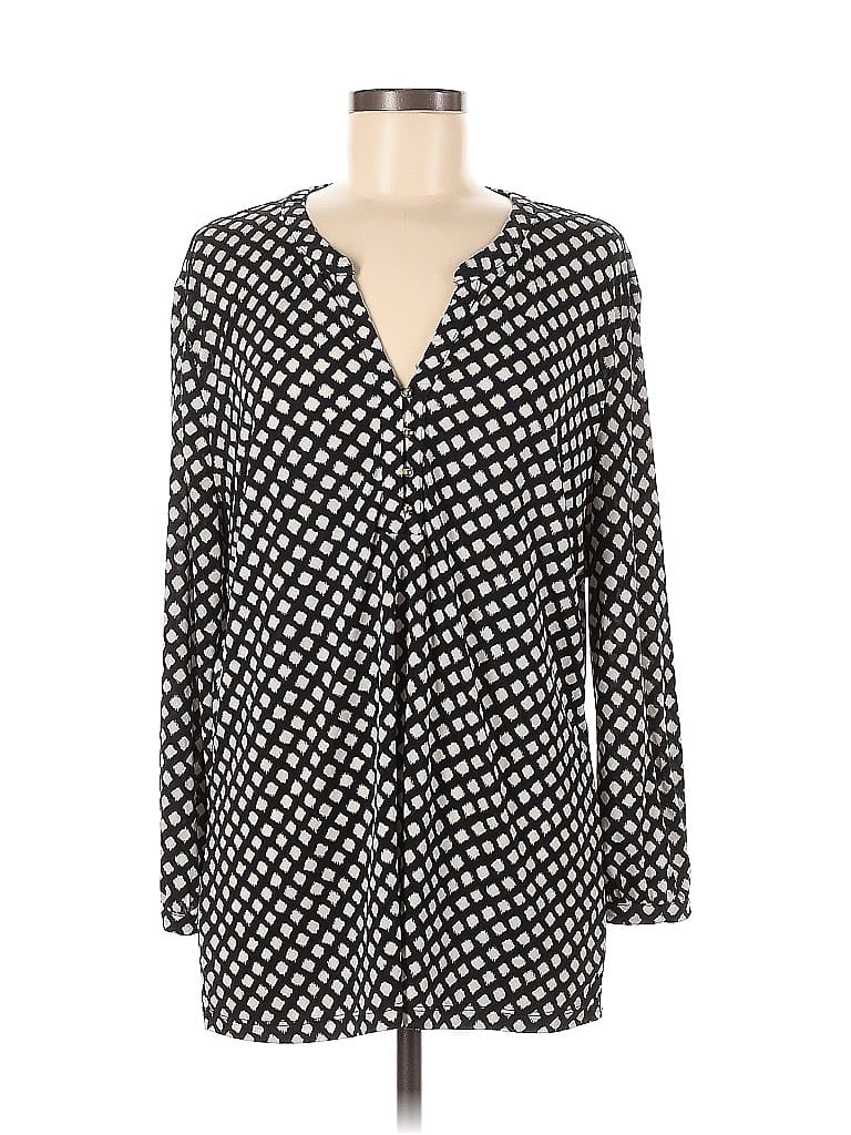 Pre-owned New York And Company Long Sleeve Blouse In Black