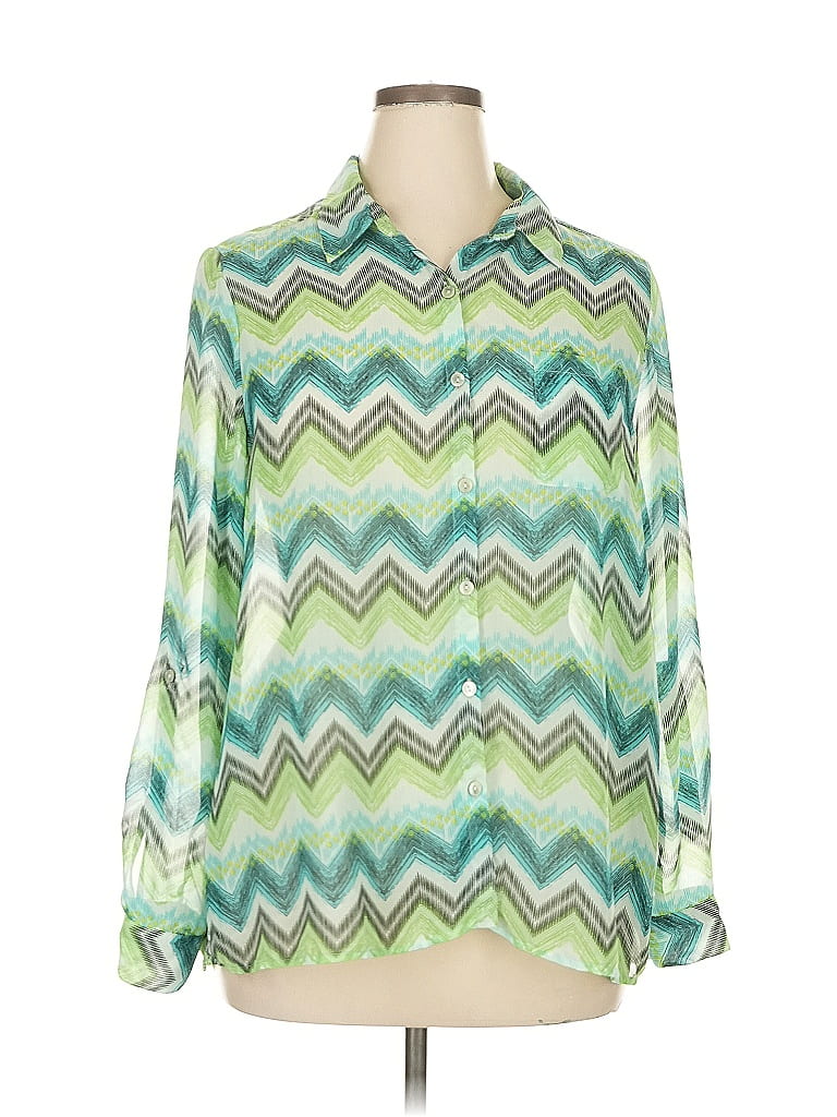 Pre-owned New Directions Long Sleeve Blouse In Green