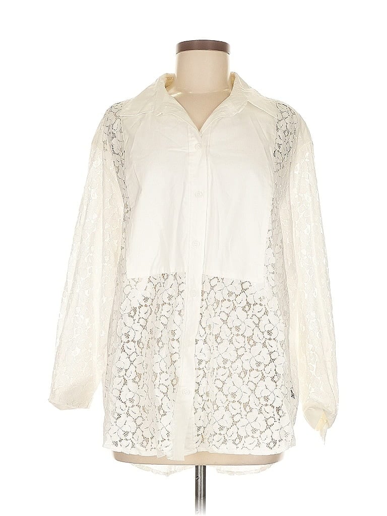 Pre-owned Gap Long Sleeve Blouse In White