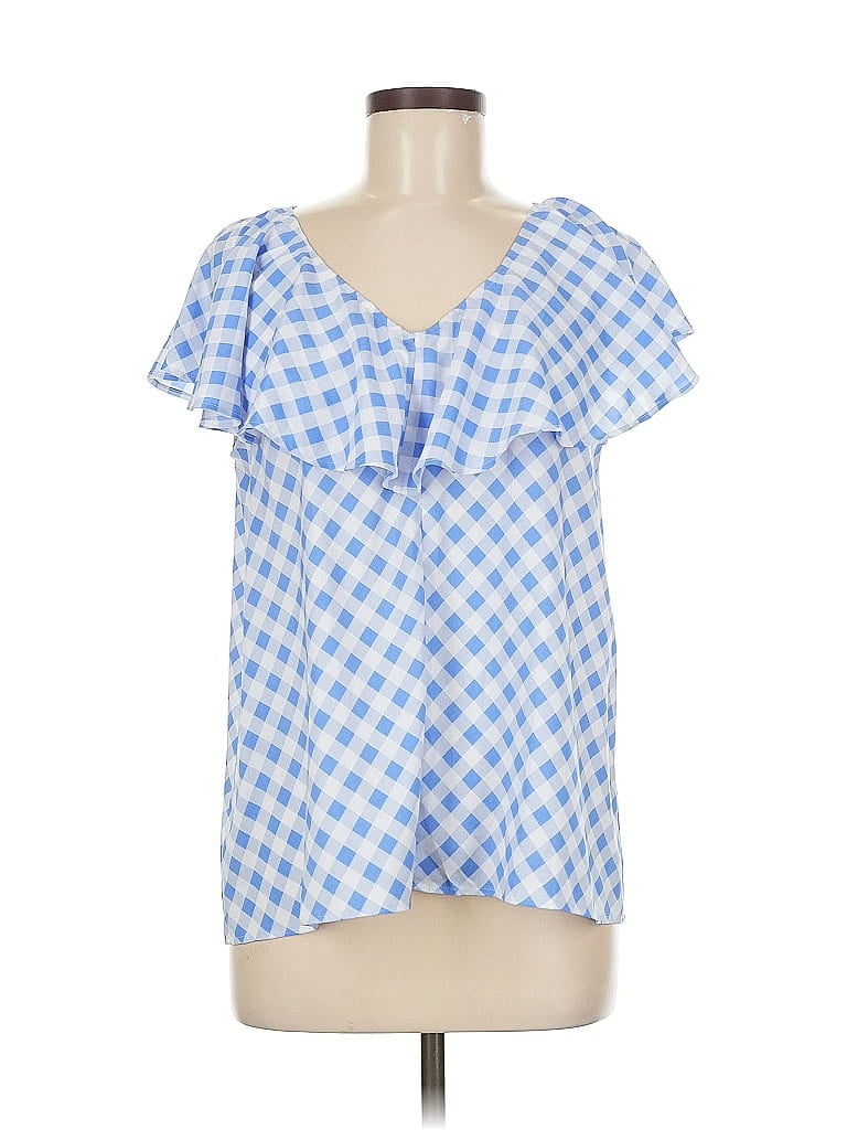 Pre-owned Ann Taylor Short Sleeve Blouse In Blue