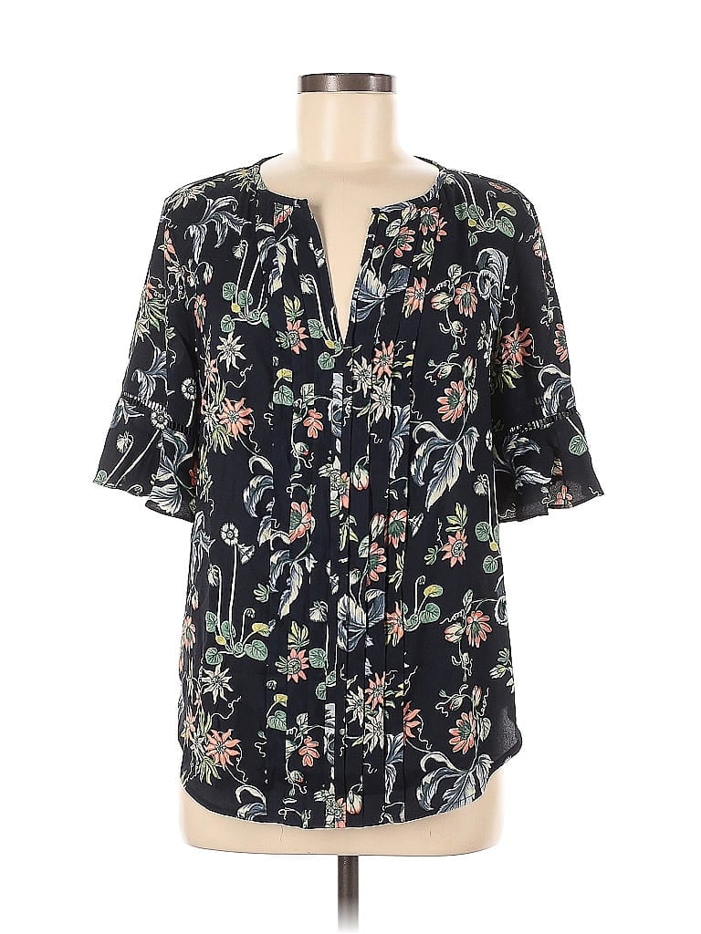Pre-owned Ann Taylor Short Sleeve Blouse In Black
