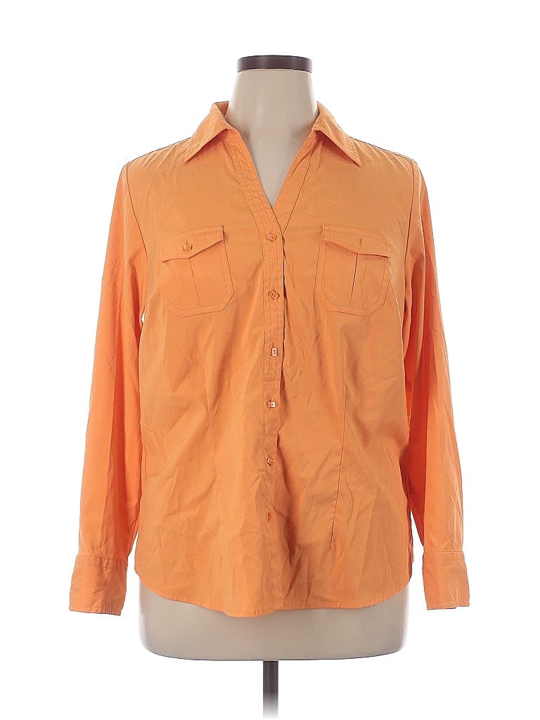 Pre-owned Lane Bryant Long Sleeve Blouse In Orange