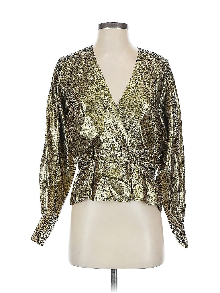 Pre-owned Joie Long Sleeve Blouse In Gold