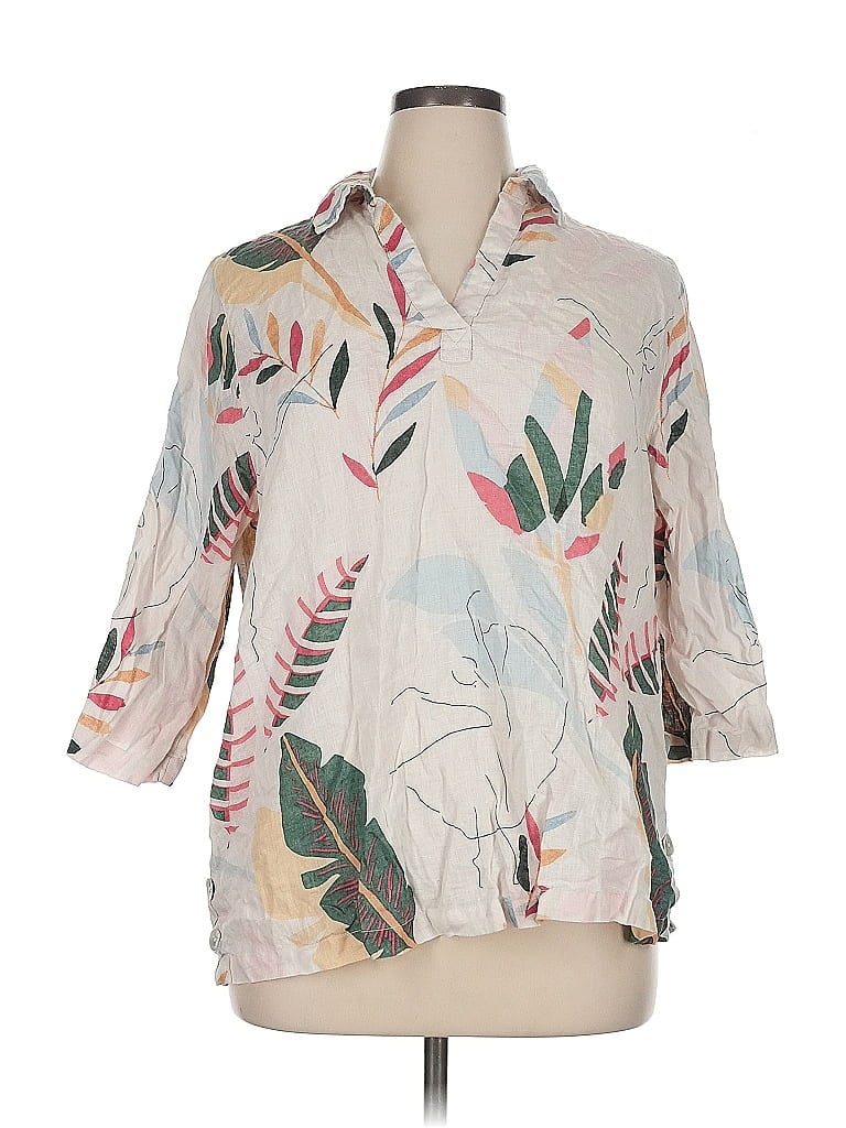 Pre-owned Cynthia Rowley Tjx 3/4 Sleeve Button Down Shirt In White