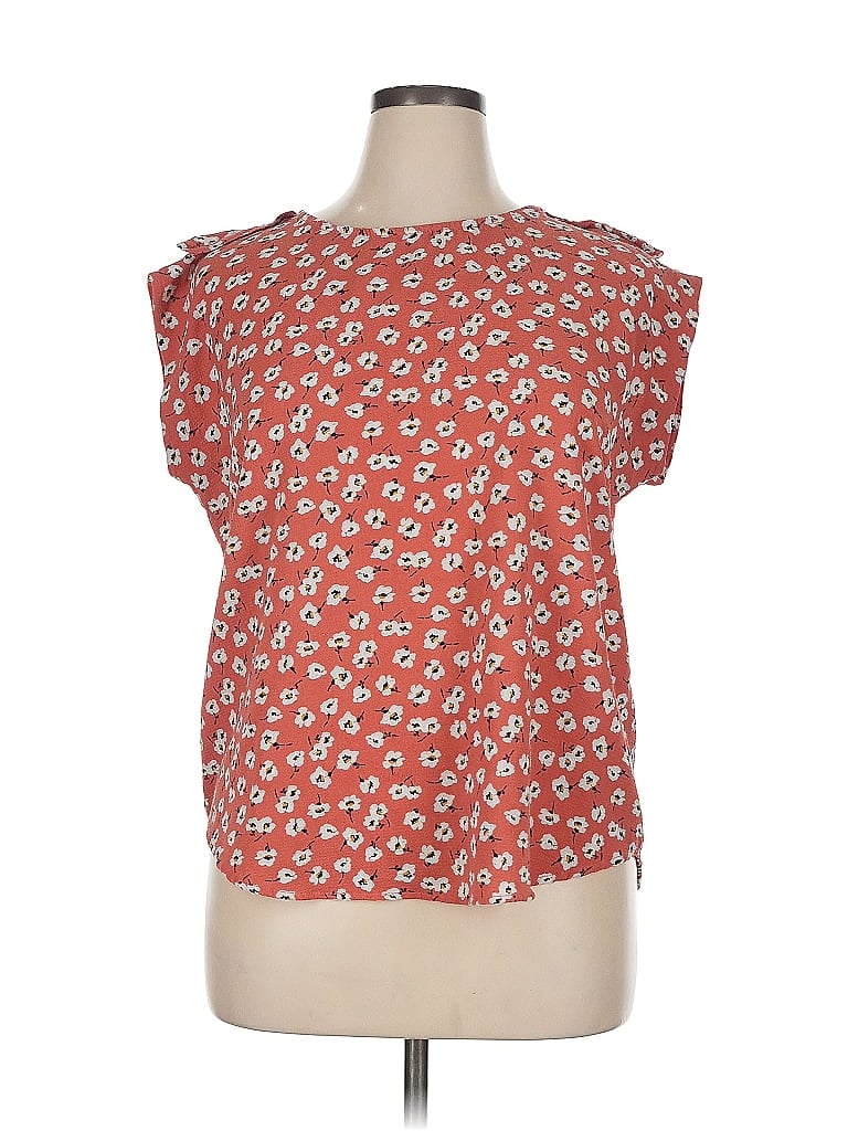 Pre-owned Haute Monde Short Sleeve Blouse In Red