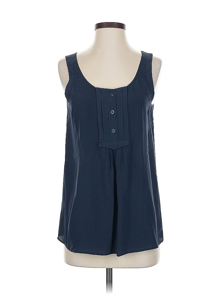 Pre-owned Rebecca Minkoff Sleeveless Silk Top Blue Square Neckline Tops