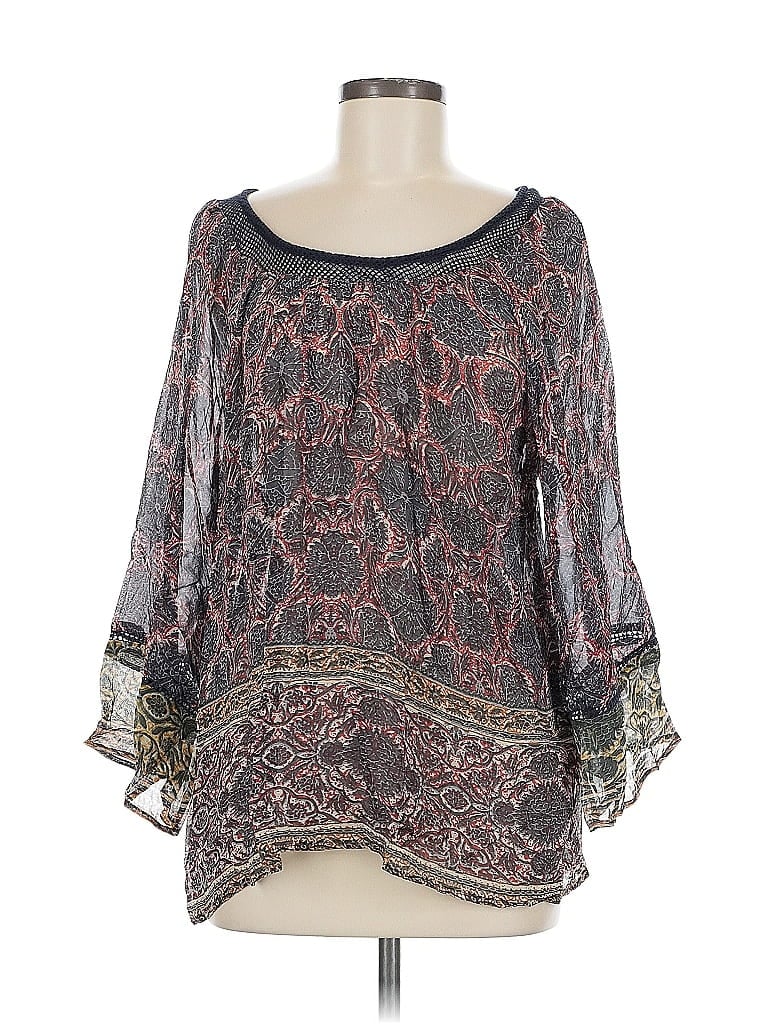 Pre-owned Plenty By Tracy Reese 3/4 Sleeve Blouse In Gray