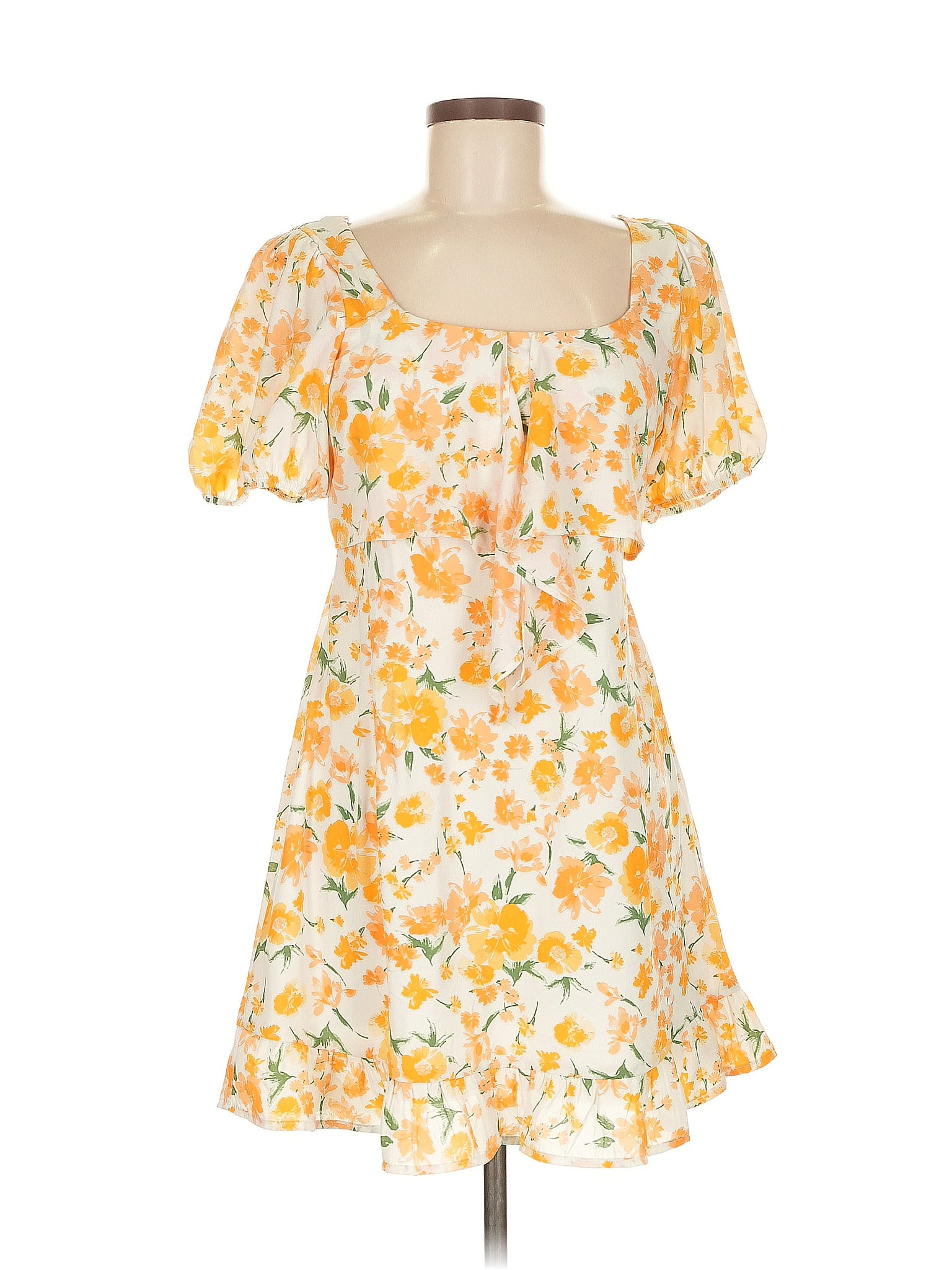 Sienna Sky 100% Polyester Yellow Casual Dress Size M