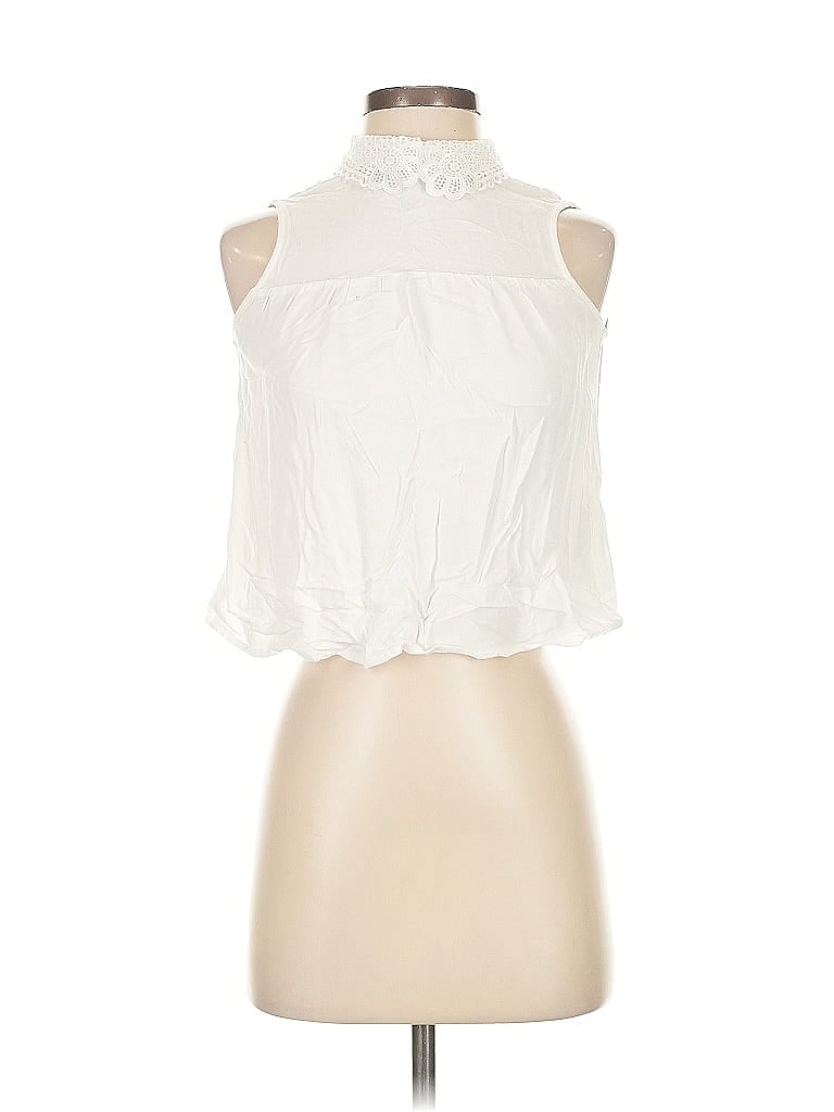 Pre-owned Divided By H&m Tank Top Ivory Halter Neckline Tops In White