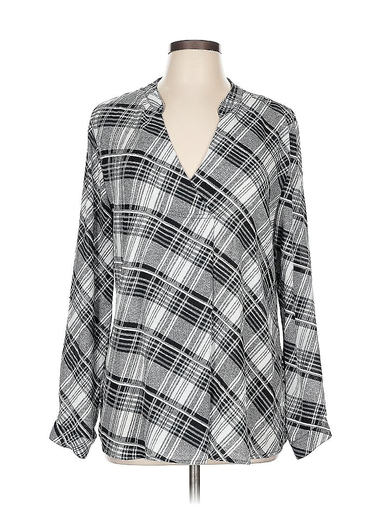 Pre-owned Notations Long Sleeve Blouse In Gray