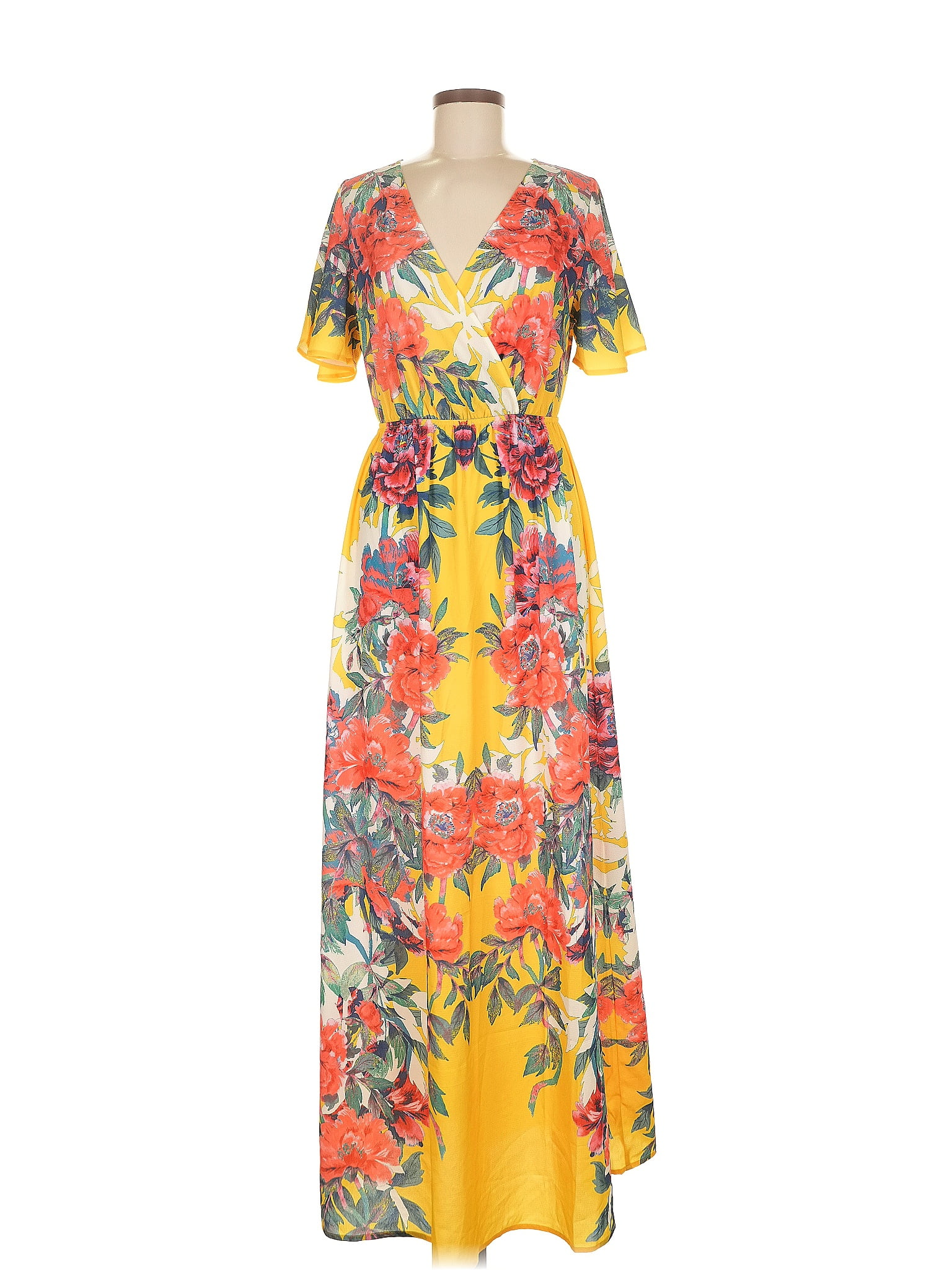 Flying Tomato Tropical Yellow Casual Dress Size M
