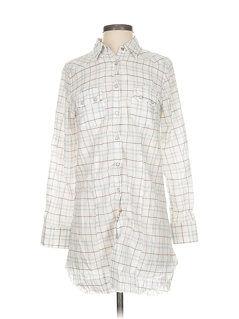 Pre-owned Love Stitch Long Sleeve Button Down Shirt In White