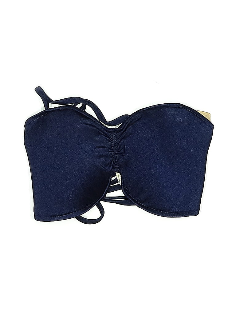 EBERJEY Pre-owned Swimsuit Top Blue Solid Pattern Swimwear