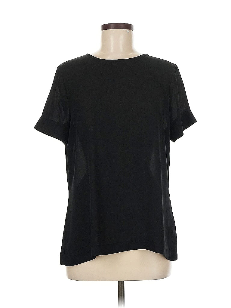 Pre-owned Worthington Short Sleeve Top Black Crew Neck Tops