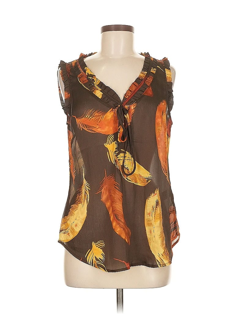 Pre-owned New York And Company Sleeveless Blouse In Brown