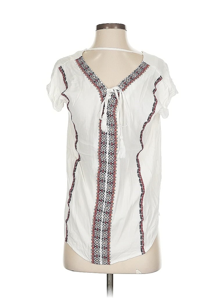 Pre-owned Thml Short Sleeve Blouse In White