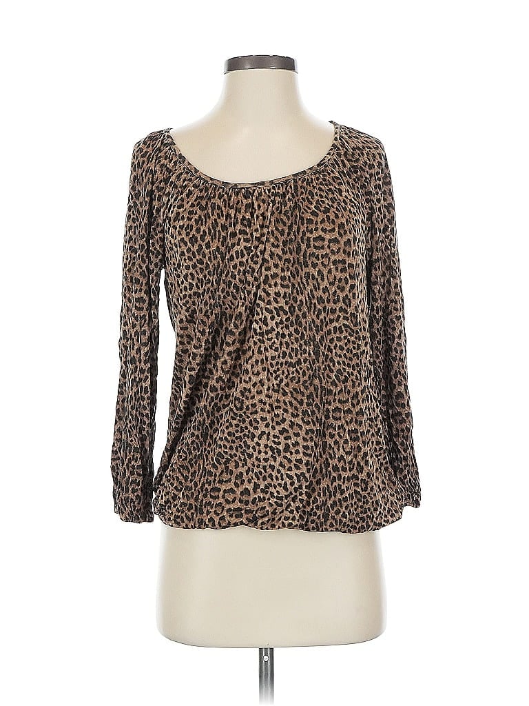 Click to view more detailed imagery on our partner's website Pre-owned Michael Michael Kors 3/4 Sleeve Top Brown Scoop Neck Tops