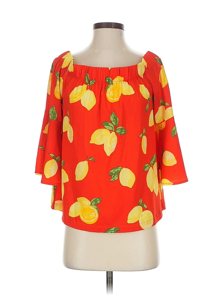 Pre-owned Mud Pie 3/4 Sleeve Blouse In Orange