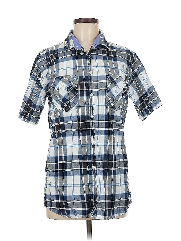 Pre-owned Assorted Brands Short Sleeve Button Down Shirt In Blue