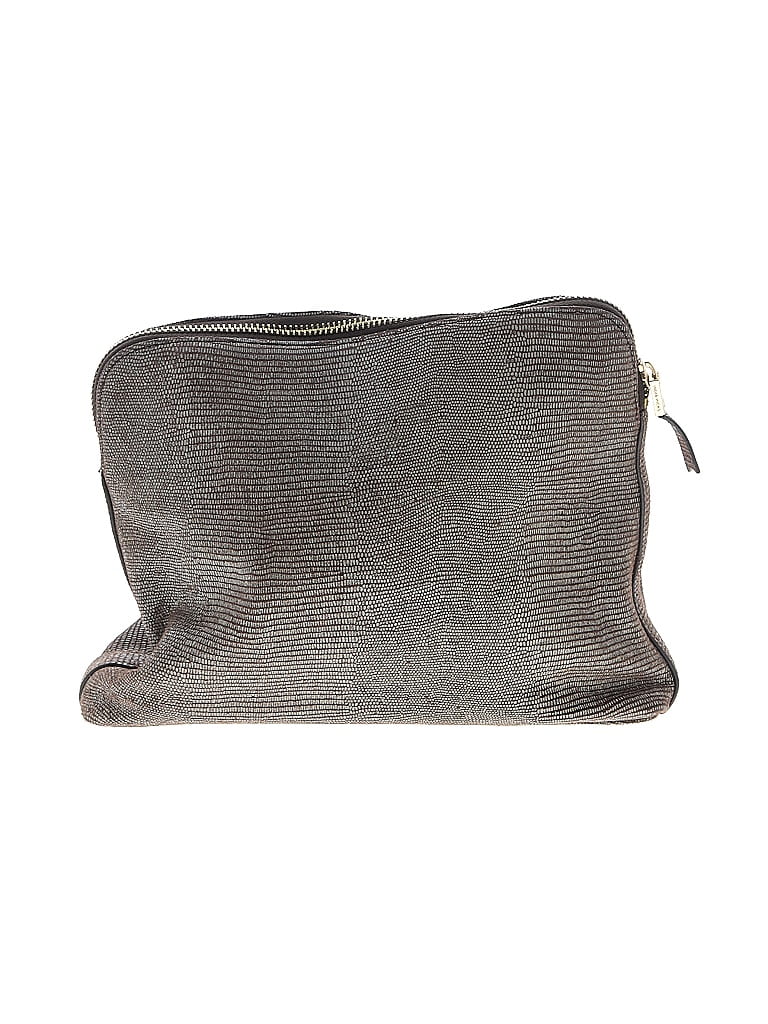 India Hicks 100% Leather Metallic Gray Tan Leather Clutch One size - photo 1