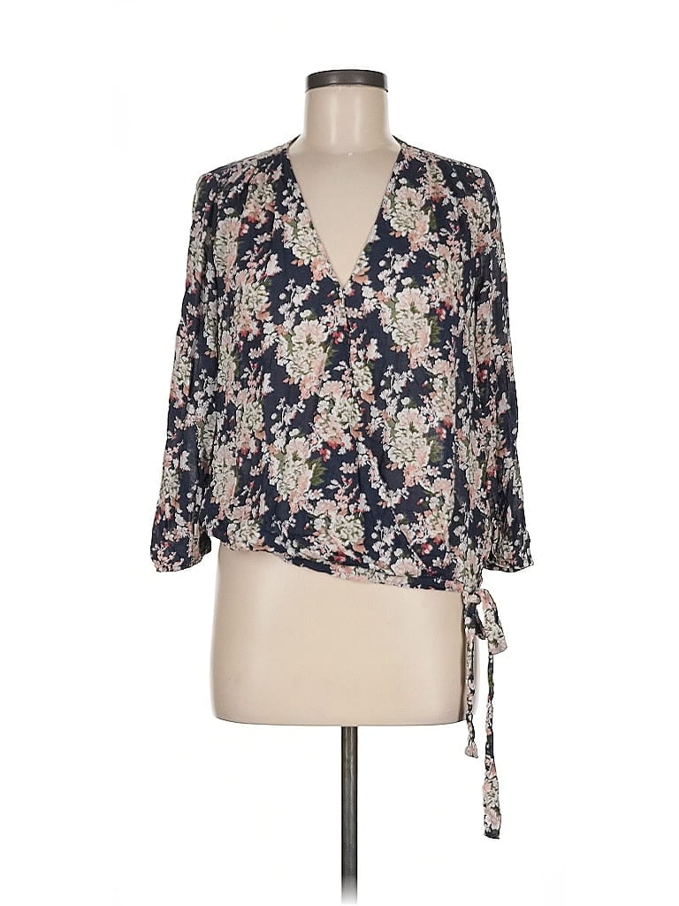 Pre-owned Lucky Brand 3/4 Sleeve Blouse In Blue