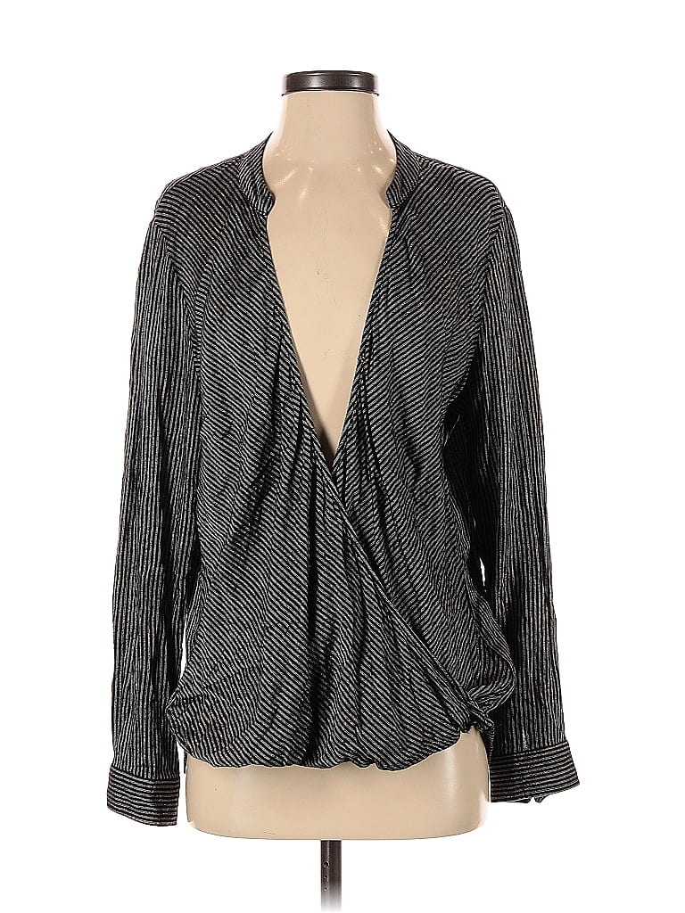 Cosmic Blue Love Gray Long Sleeve Blouse Size M - photo 1
