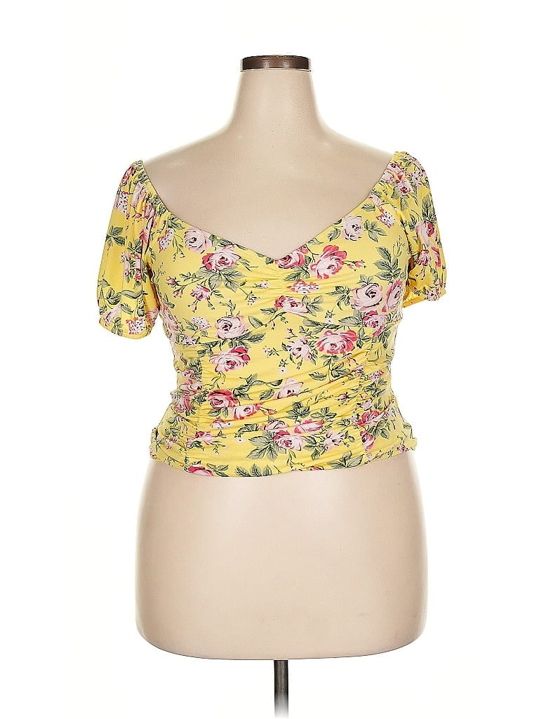 Ambiance Yellow Short Sleeve Top Size 2X - photo 1