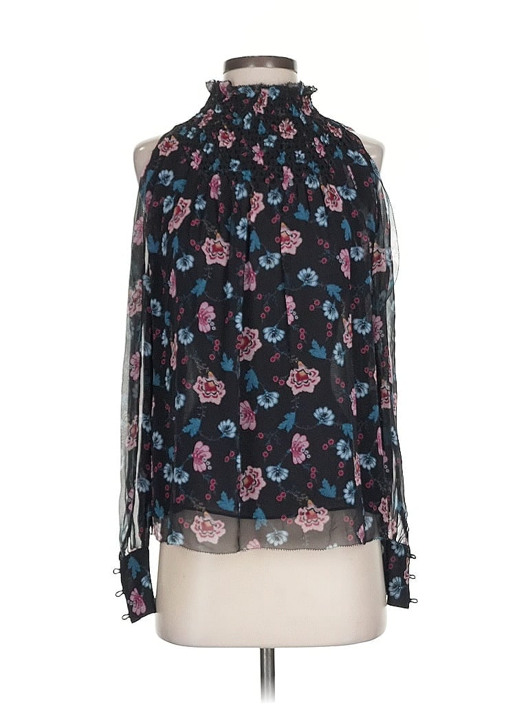 Pre-owned Intermix Long Sleeve Blouse In Black