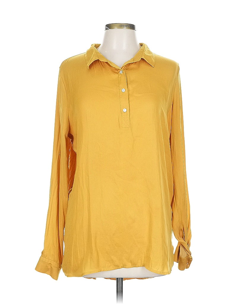 Pre-owned Left Coast By Dolan Long Sleeve Blouse In Gold