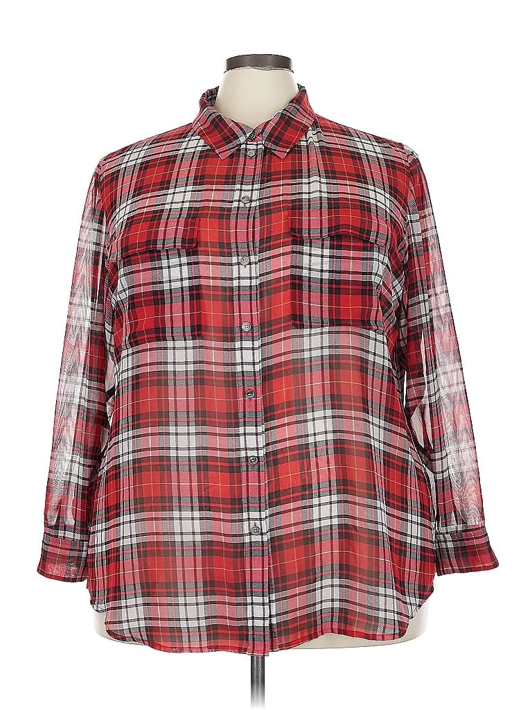 Pre-owned Two By Vince Camuto Long Sleeve Button Down Shirt In Red