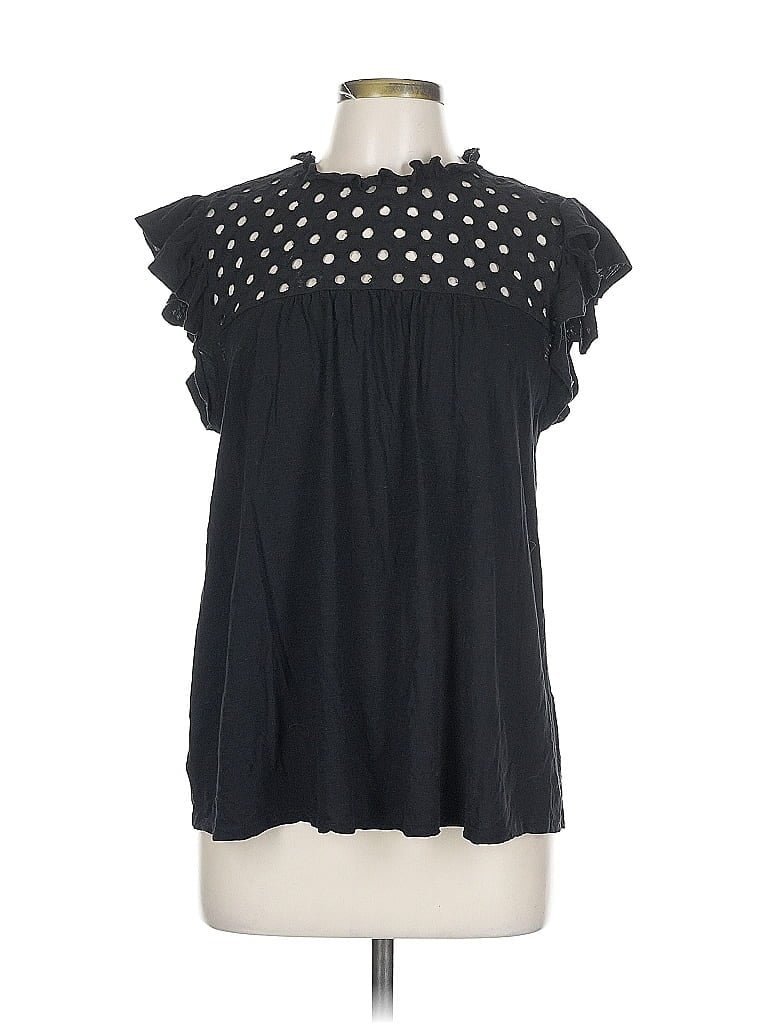 Pre-owned Ann Taylor Loft Outlet Short Sleeve Blouse In Black
